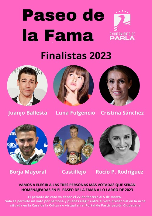 2ª Votación Finalistas para ser homenajeados en el Paseo de la Fama.